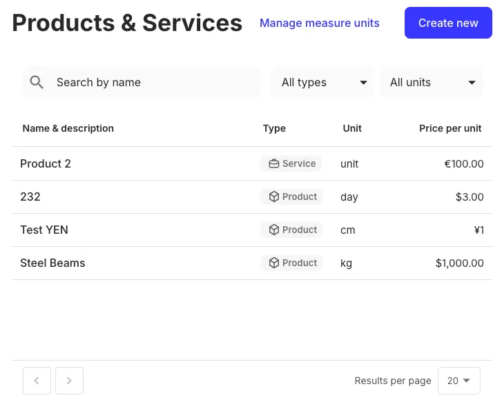 Products component preview