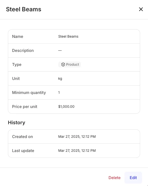 Products component preview