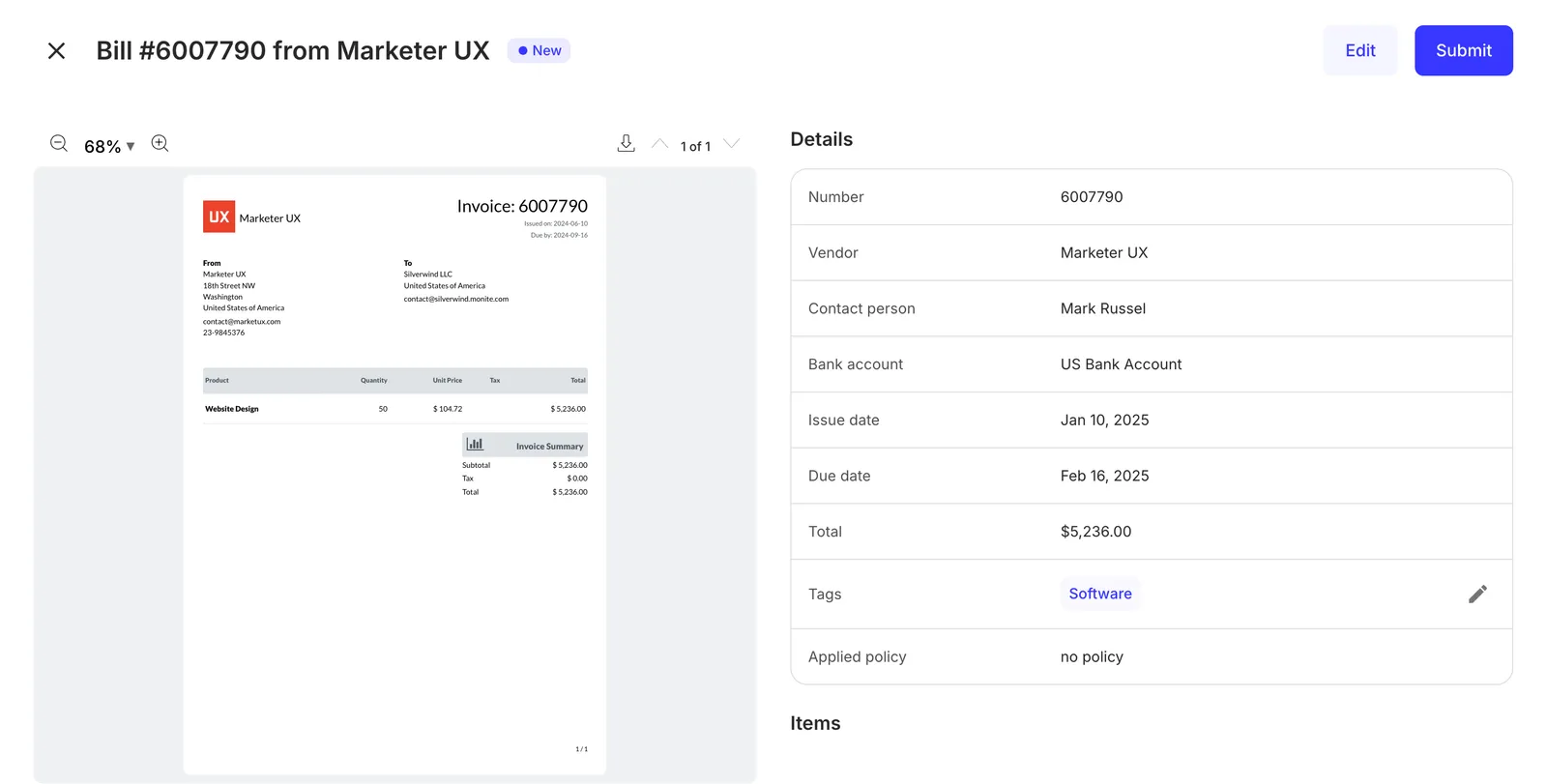 PayableDetails component preview