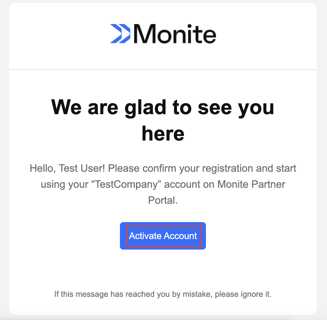 Welcome email